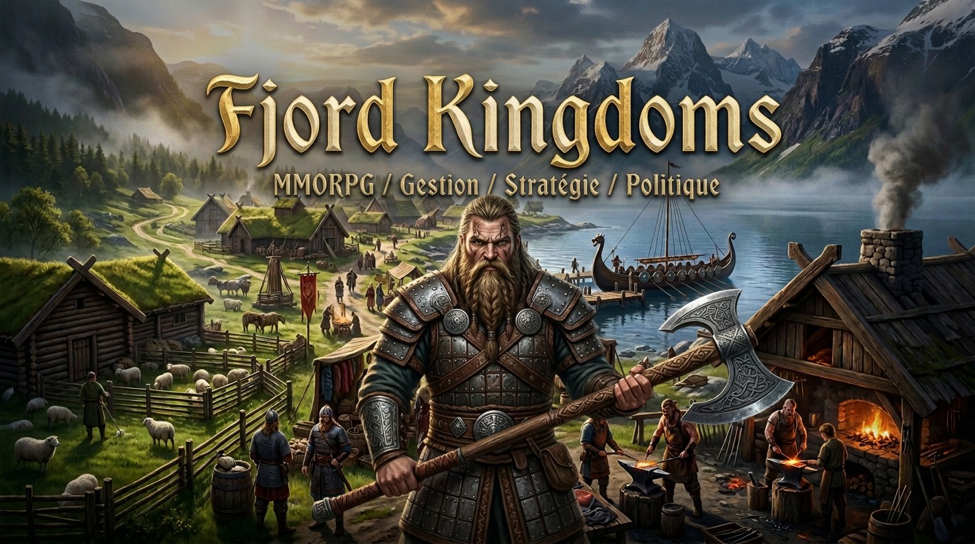 Fjord Kingdoms, MMORPG viking gratuit par navigateur : village nordique, élevage de moutons, drakkar et forge (Smiðja)